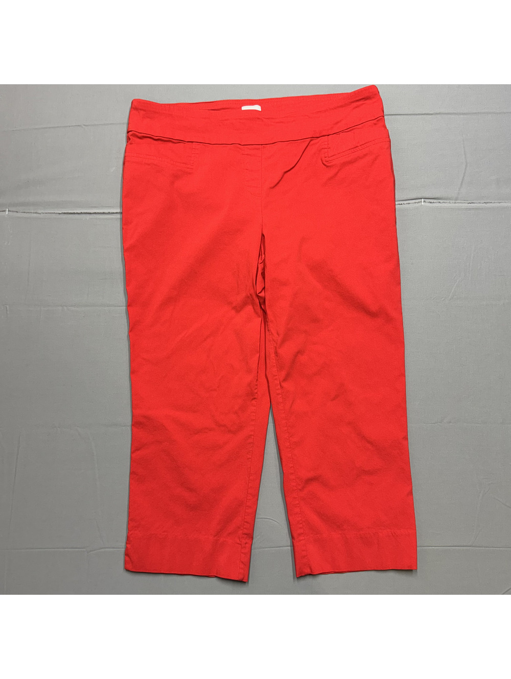 Zac & Rachel Womens Size 14 Red Capri Stretch Pants Pull On Cropped Slacks